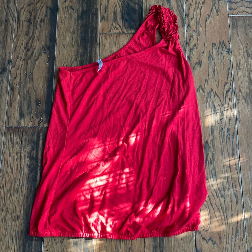 Size L Red One Shoulder Top (Excuse the wrinkles!)